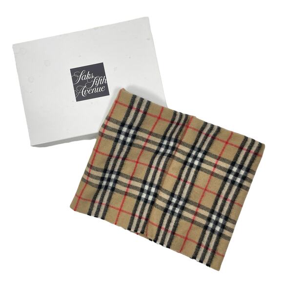 Burberry House Check Cashmere Neck Warmer Loop Scarf Tan Brown 26"x 9.5" - Picture 2 of 10